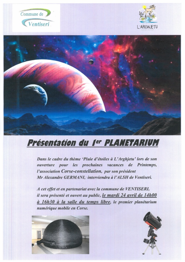 Présentation du premier planétarium mobile numérique en Corse