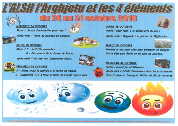 Ouverture de l'Arghjetu pour les vacances d'automne 2018 Ouverture de l'Arghjetu pour les vacances d'automne 2018