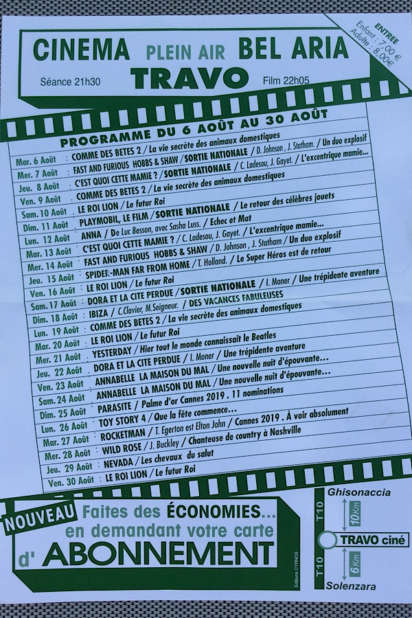 Ouverture du cinéma en plein Bel Aria de Travo le 11 juillet !