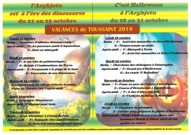 L'ère des dinosaures et halloween à l'Arghjetu L'ère des dinosaures et halloween à l'Arghjetu