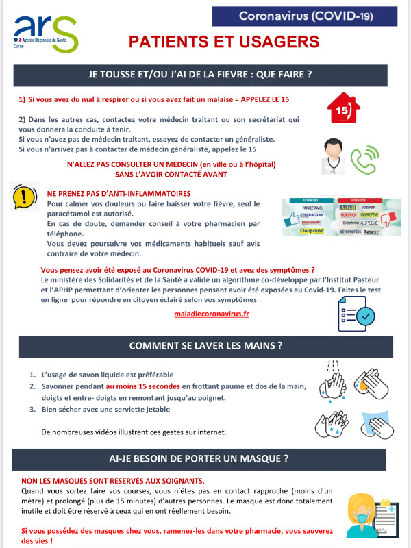 Covid-19 : communiqué l'Agence Régionale de Santé