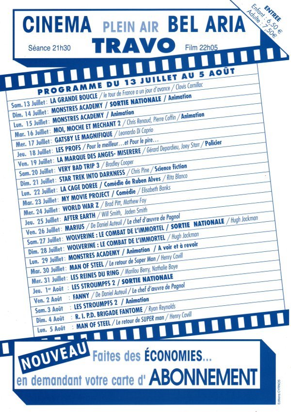 Programme du cinéma en plein air