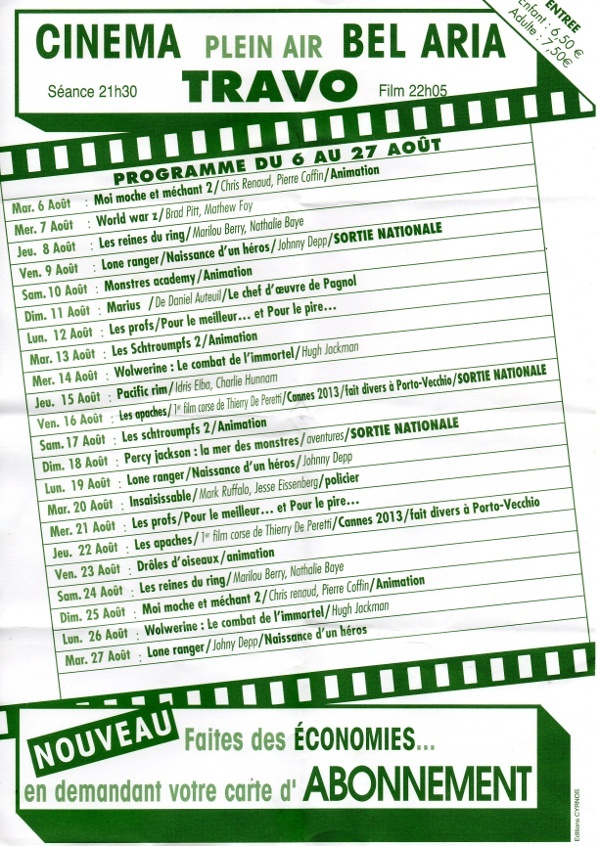 Programme du cinéma en plein air