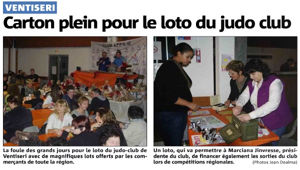 Carton plein pour le loto du Judo Club Carton plein pour le loto du Judo Club