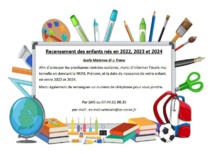 Ecole maternelle : recencement des enfants nés entre 2022 et 2024 Ecole maternelle : recencement des enfants nés entre 2022 et 2024