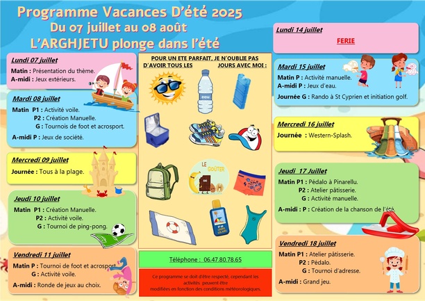 ALSH L'ARGHJETU : Eté 2025 ALSH L'ARGHJETU : Eté 2025