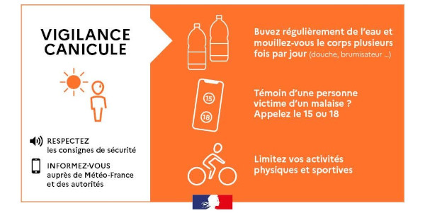 Vigilance Orange « Canicule » maintenue jusqu'au samedi 05 juillet 2025 à 23h59 au plus tôt. Vigilance Orange « Canicule » maintenue jusqu'au samedi 05 juillet 2025 à 23h59 au plus tôt.