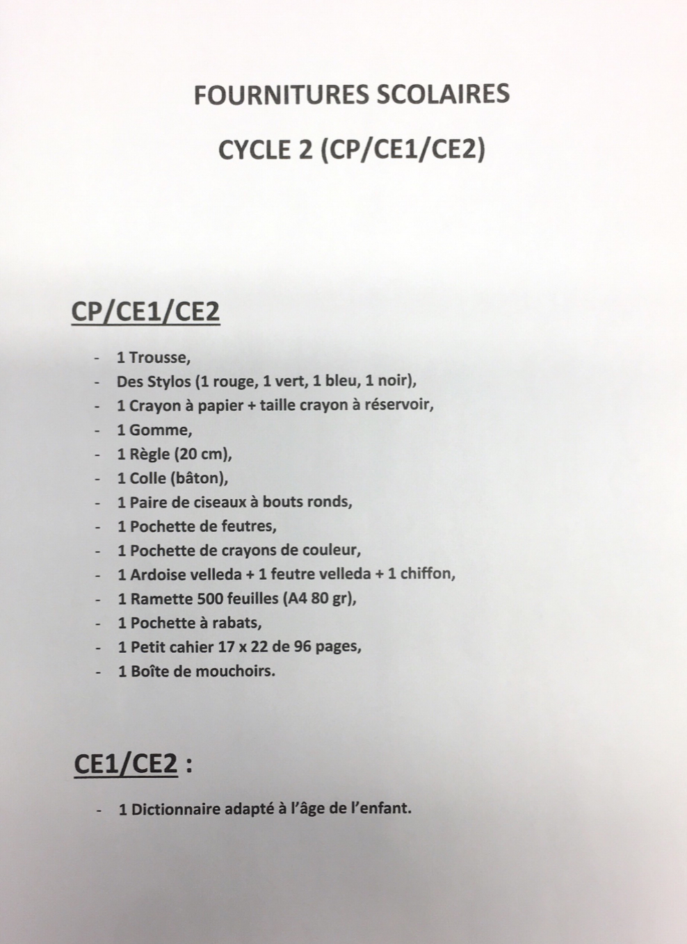 Rentrée scolaire 2018-2019