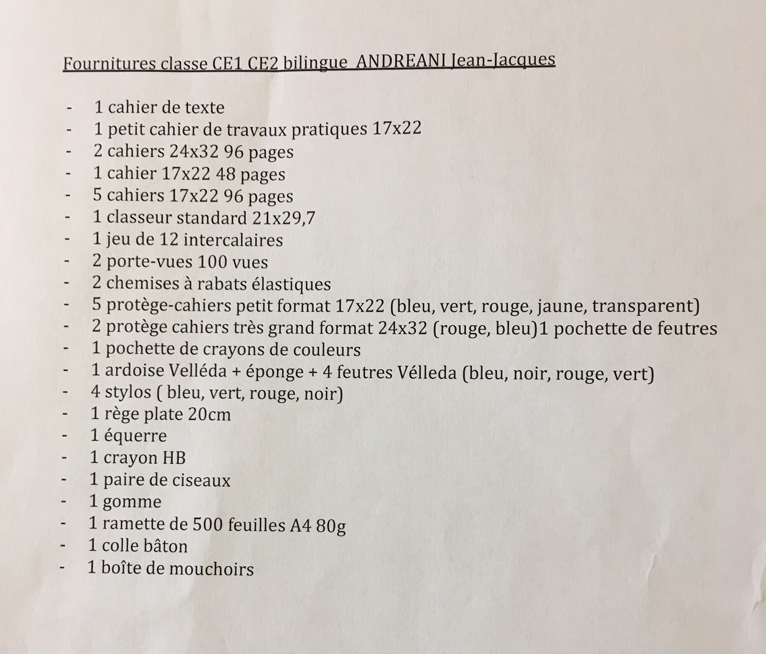 Rentrée scolaire 2018-2019