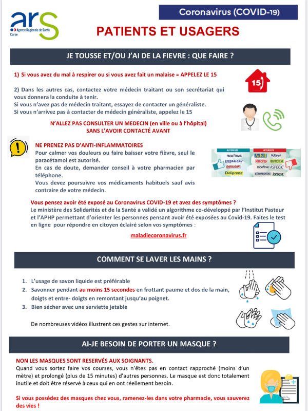 Covid-19 : communiqué l'Agence Régionale de Santé