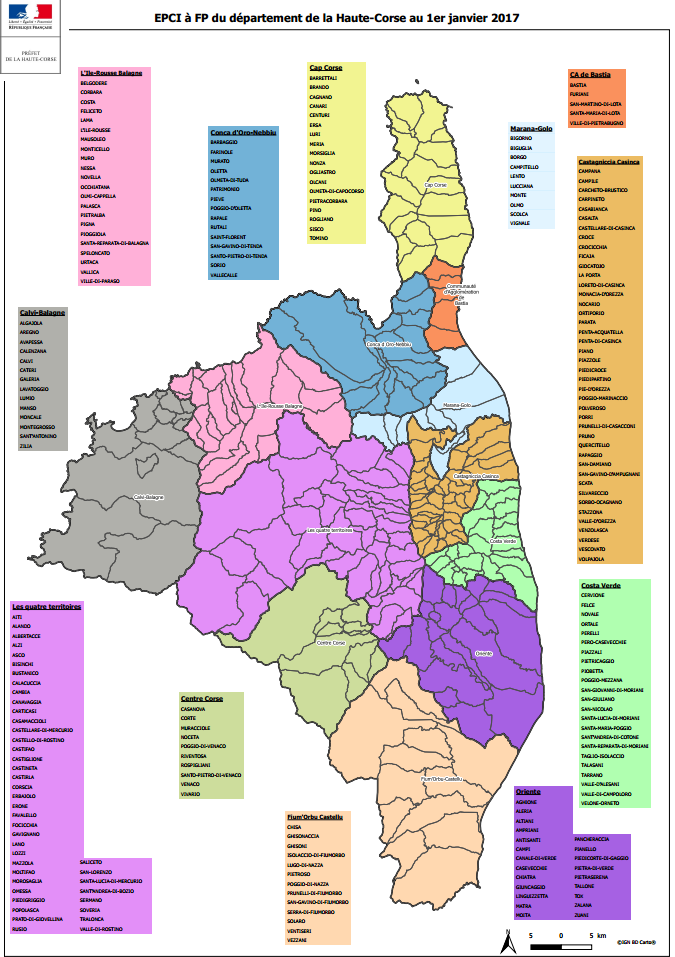 Les EPCI à FP de la Haute-Corse. CLIQUEZ SUR L'IMAGE POUR AGRANDIR