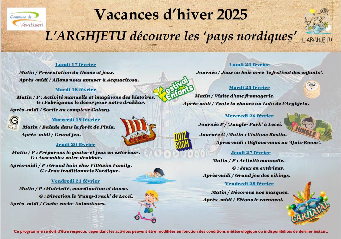 ALSH L'ARGHJETU : Hiver 2025 ALSH L'ARGHJETU : Hiver 2025