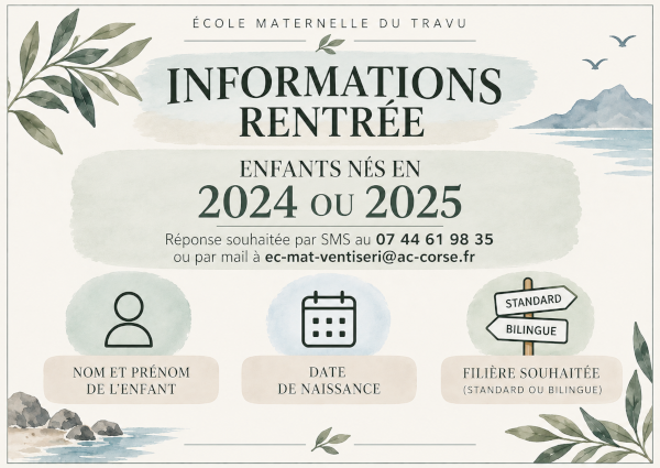 Ecole maternelle - rentrées 2027 et 2028
