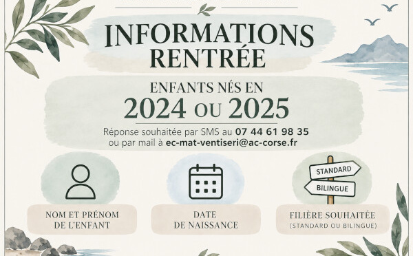 Ecole maternelle - rentrées 2027 et 2028